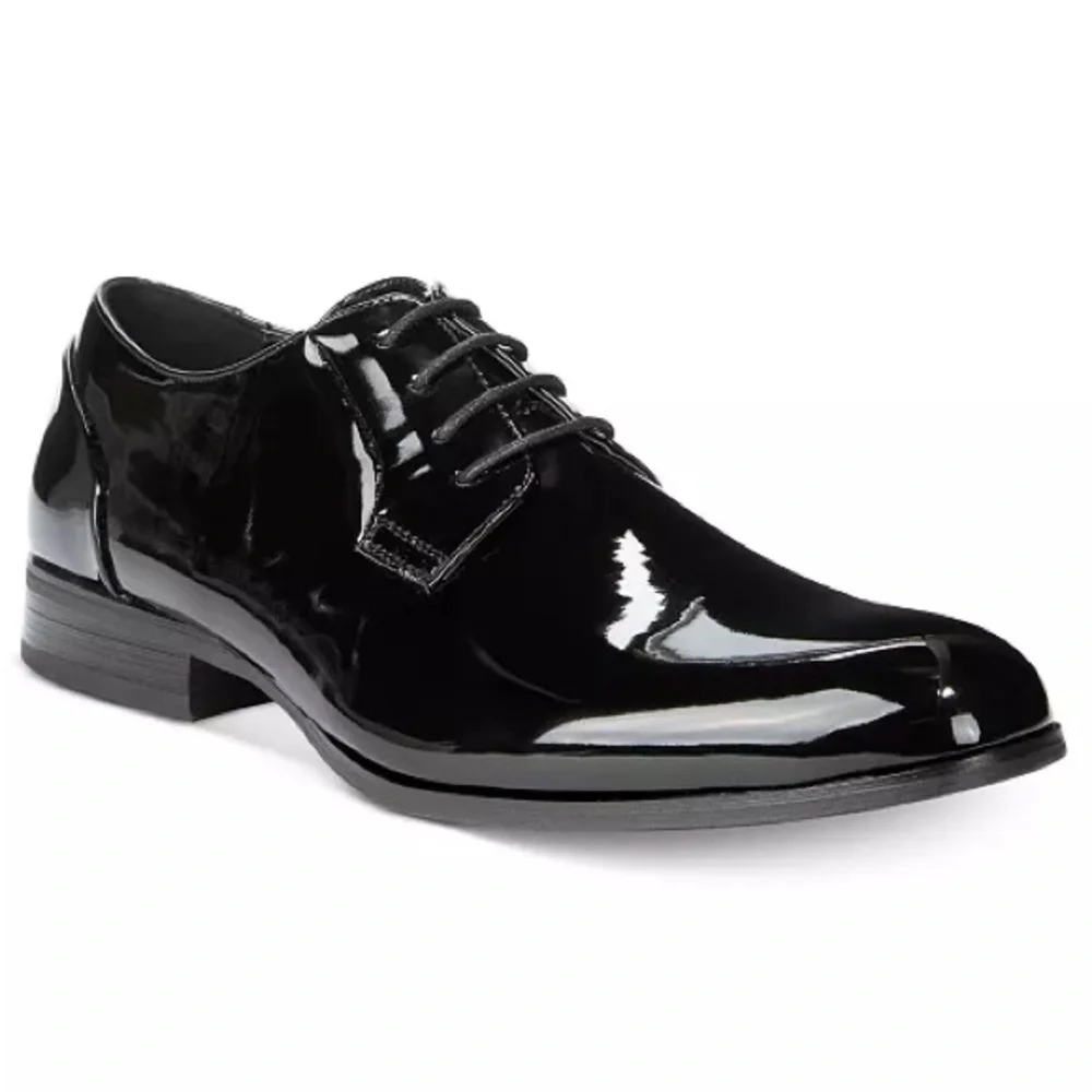 Unlisted by Kenneth Cole Men's  H-EEL THE WORLD Black Patent Leather Dress Shoes